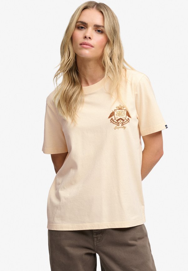 Superdry & Co SUPERDRY CREST EMBELLISHED T-SHIRT.. - Print T-shirt - natural cream