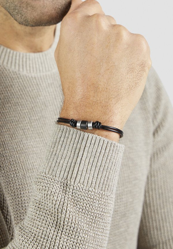 s.Oliver ESSENTIAL LEATHER - Bracelet - silber