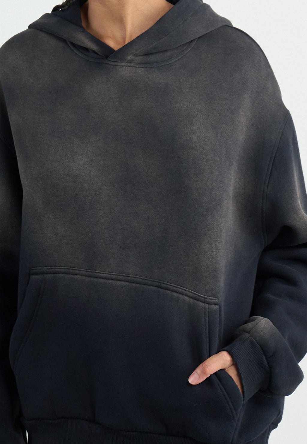 YOURTURN SUN FADED SHERPA LINED HOODIE UNISEX