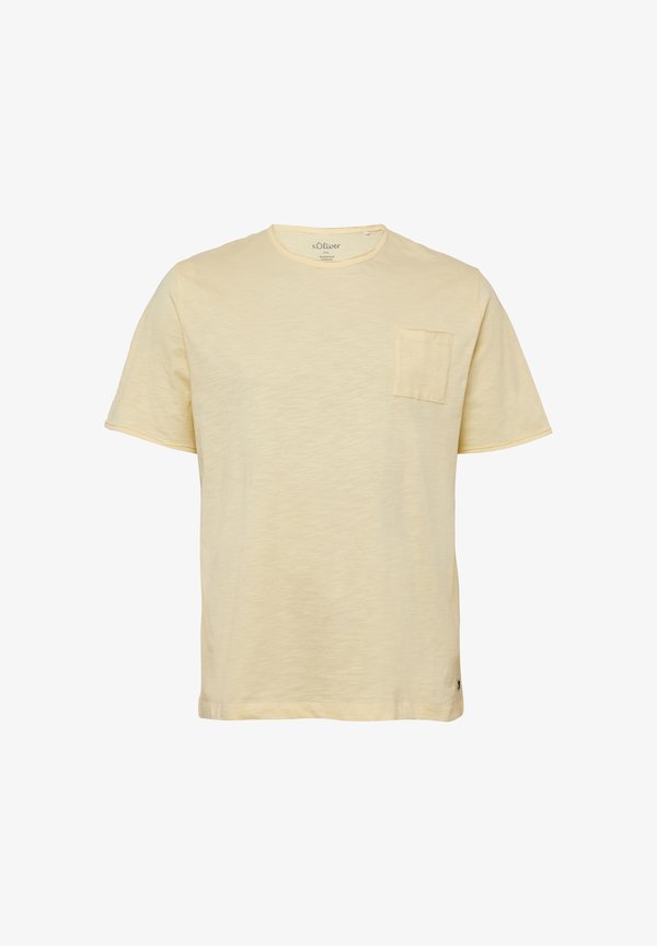s.Oliver MIT STRUKTUR UND OFFENE ÄRMELKANTEN - Basic T-shirt - hellgelb