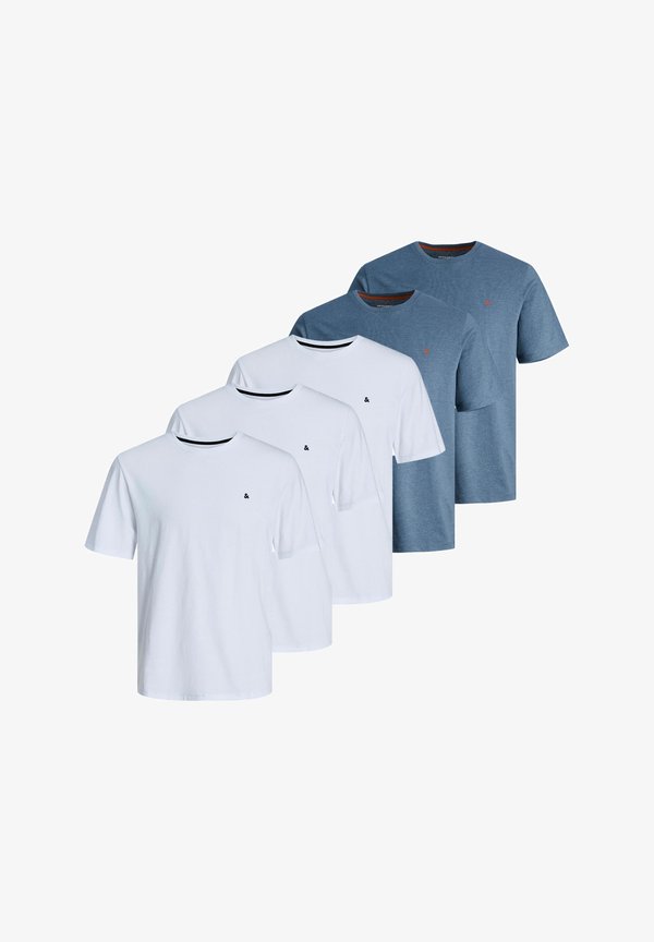 Jack & Jones PACK 5 - Basic T-shirt - weiß   hellblau