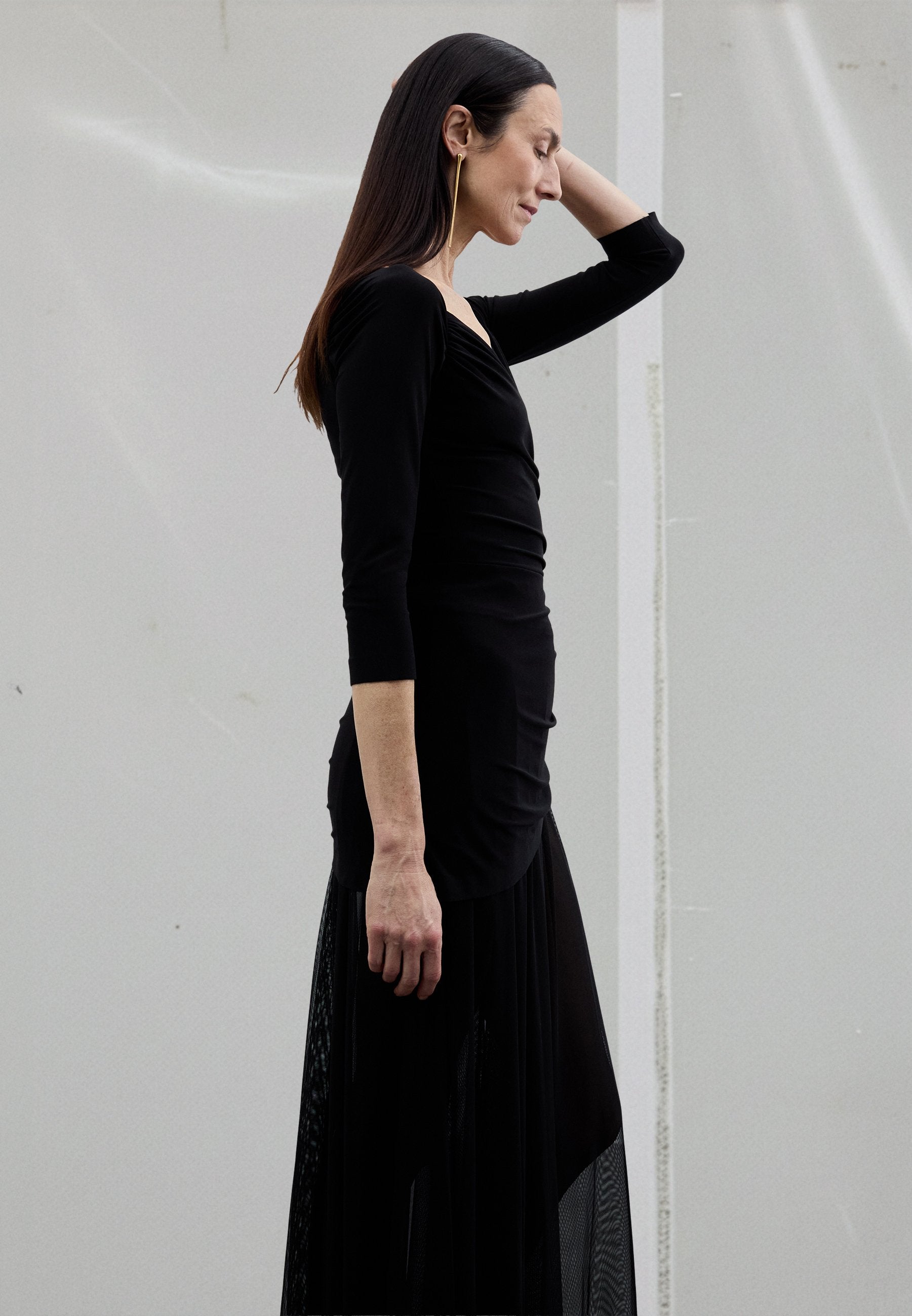 Norma Kamali OFF SHOULDER SWEETHEART COMBO FLARED GOWN