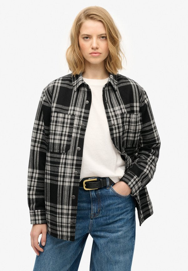 Superdry & Co CHECK LINED - Button-down blouse - black check