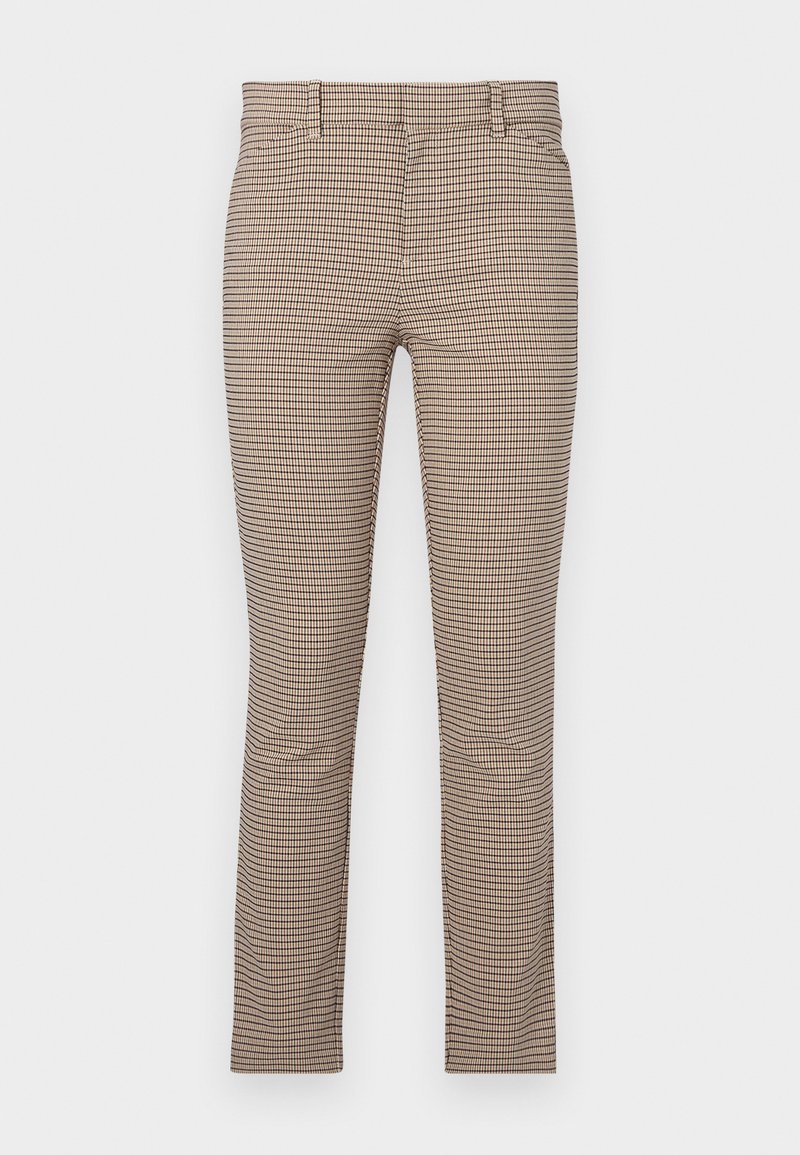 G accurate beige Hose in schmaler Passform mit einem kleinen Karomuster, seitlichen Taschen und einem flachen Frontdesign. Glatte Stoffstruktur.