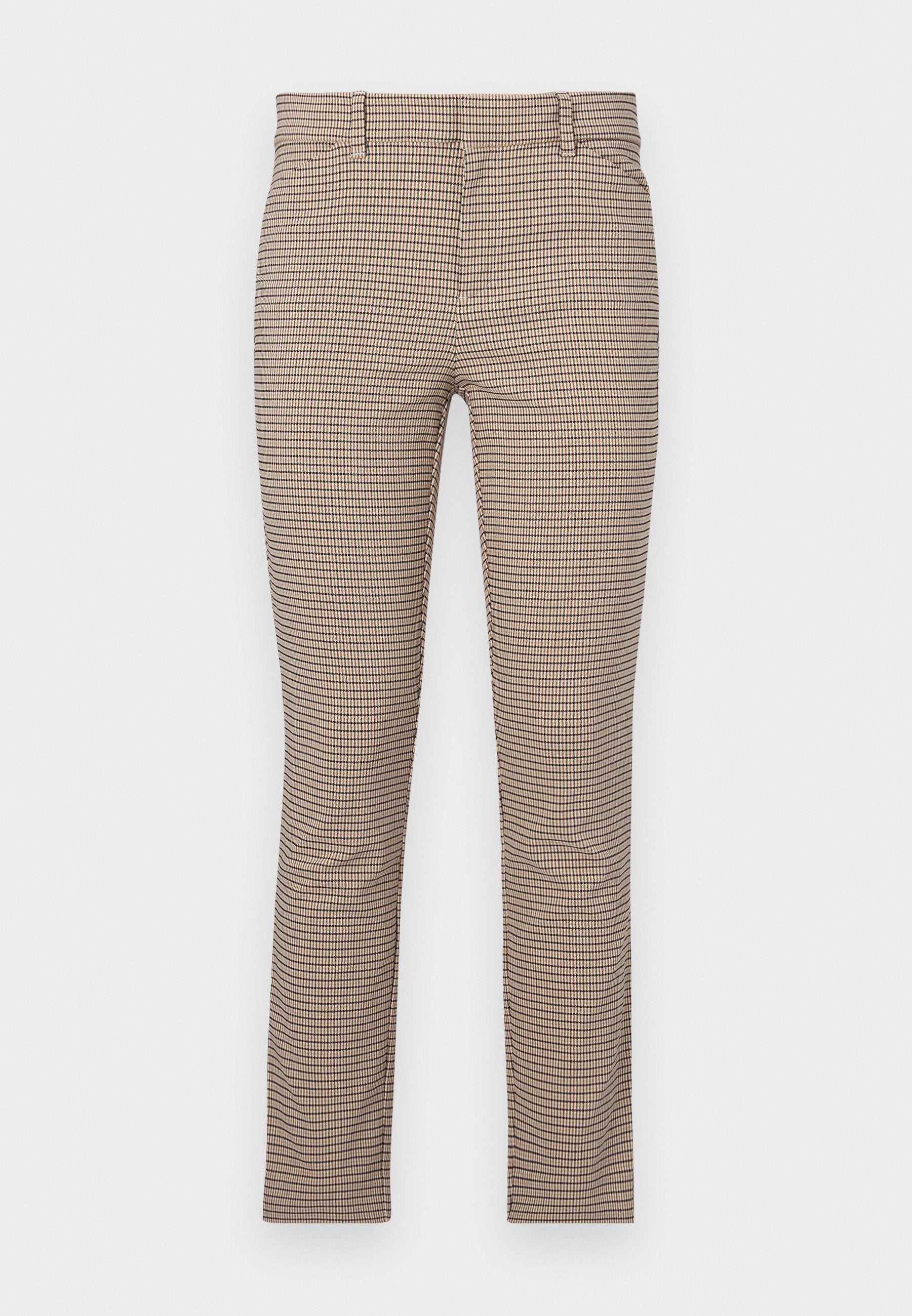 G accurate beige Hose in schmaler Passform mit einem kleinen Karomuster, seitlichen Taschen und einem flachen Frontdesign. Glatte Stoffstruktur.