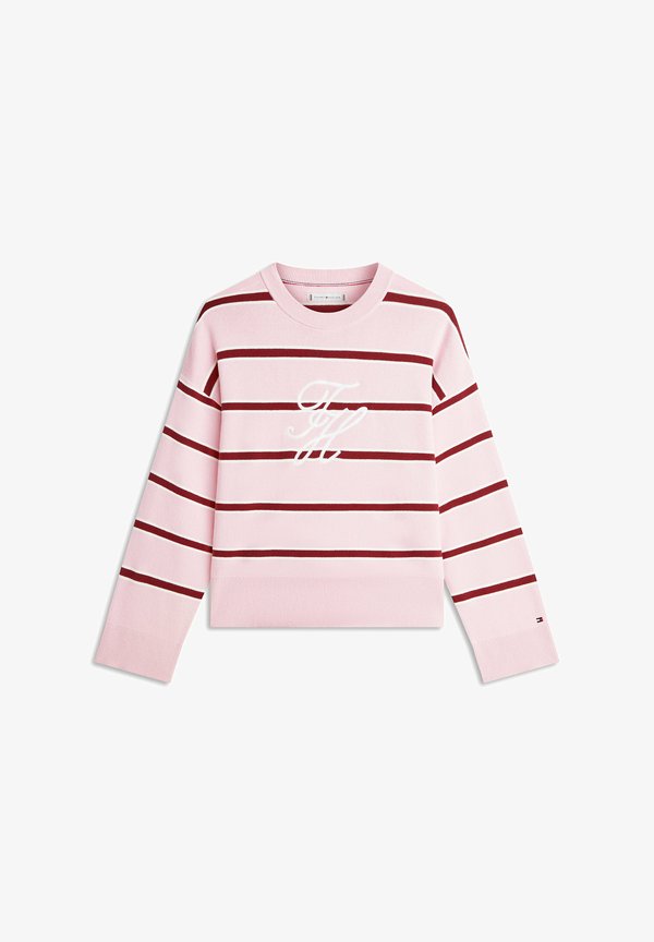 Tommy Hilfiger FULL NEEDLE GRAPHIC SWEATER - CO FULL NEEDLE - Jumper - pink/ivory/liberty red stp