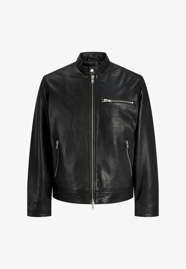 Jack & Jones Leather jacket - black
