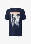 s.Oliver MIT FRONT UND FLAMM STRUKTUR - Print T-shirt - tiefblau