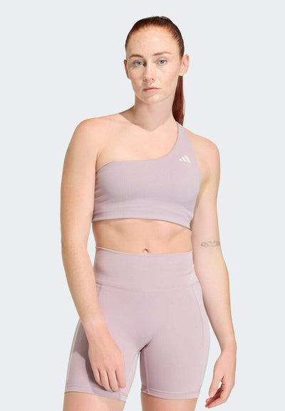 adidas Performance OPTIME WORKOUT RIB ONE SHOULDER - Light support sports bra - preloved fig