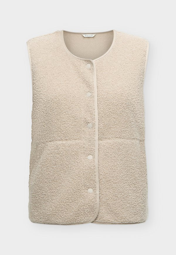 TOM TAILOR SWEATVEST - Waistcoat - gravel beige