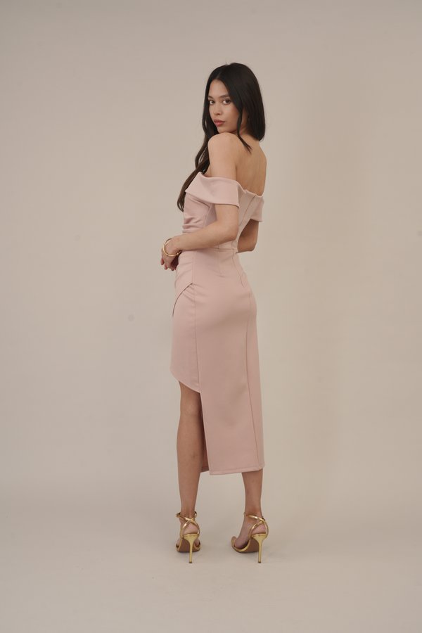 WAL G TALL WEDDING VINCENZO ROUCHED MIDI