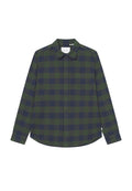 Langarmshirt im dunkelgrünen und maritimen Karomuster, mit durchgehender Knopfleiste, Kragen und einer Brusttasche. Weicher Stoff.