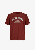 Jack & Jones JJEDENVER LOGO TEE SS O-NECK SN - Print T-shirt - fired brick