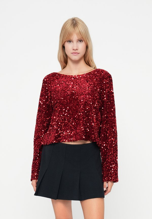Vero Moda VMBELLA BOW WAY - Long sleeved top - dark red