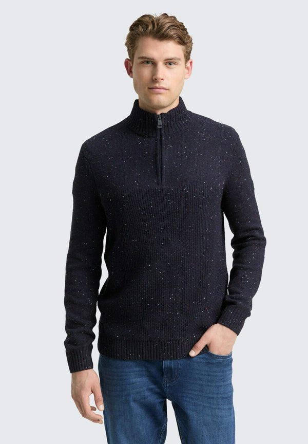 TOM TAILOR STRUCTURED TROYER - Jumper - navy melange multi neps