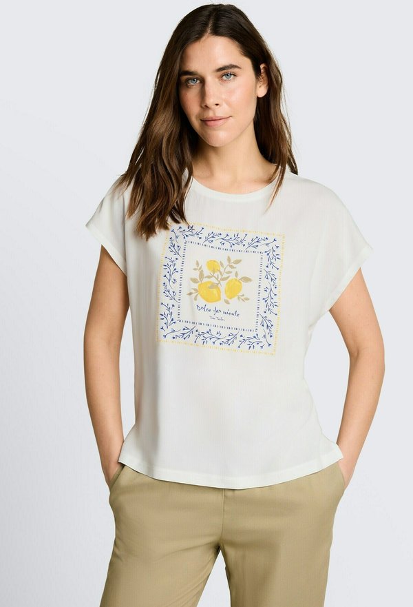 TOM TAILOR TOM TAILOR T-SHIRT T-SHIRT IM MATERIAL-MIX - Blouse - whisper white