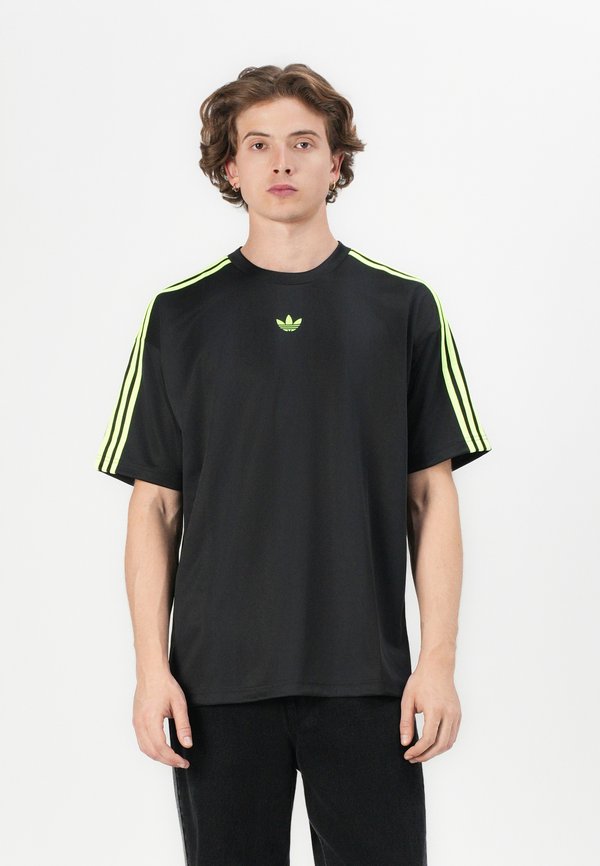 adidas Originals JACQUARD JERSEY - Print T-shirt - black/signal green