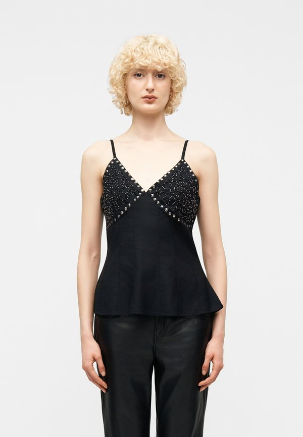 Vero Moda VMHEATHER DETAIL V NECK - Blouse - black