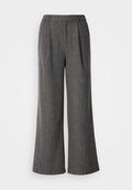 Grau karierte weit geschnittene Hosen mit gefüttertem Vorderteil, tailliertem Bund und glatter Textur, die ein sauberes, professionelles Design aufweisen.