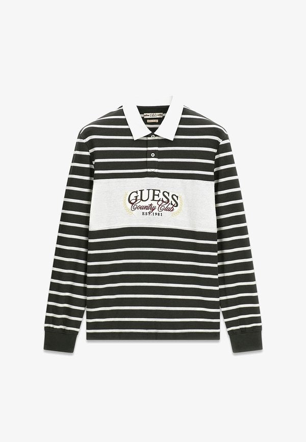 Guess GESTREIFTES POLO - Long sleeved top - mehrfarbig grün