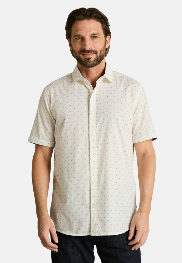 TOM TAILOR FITTED KURZARMHEMD MIT MUSTER - Shirt - off white navy design