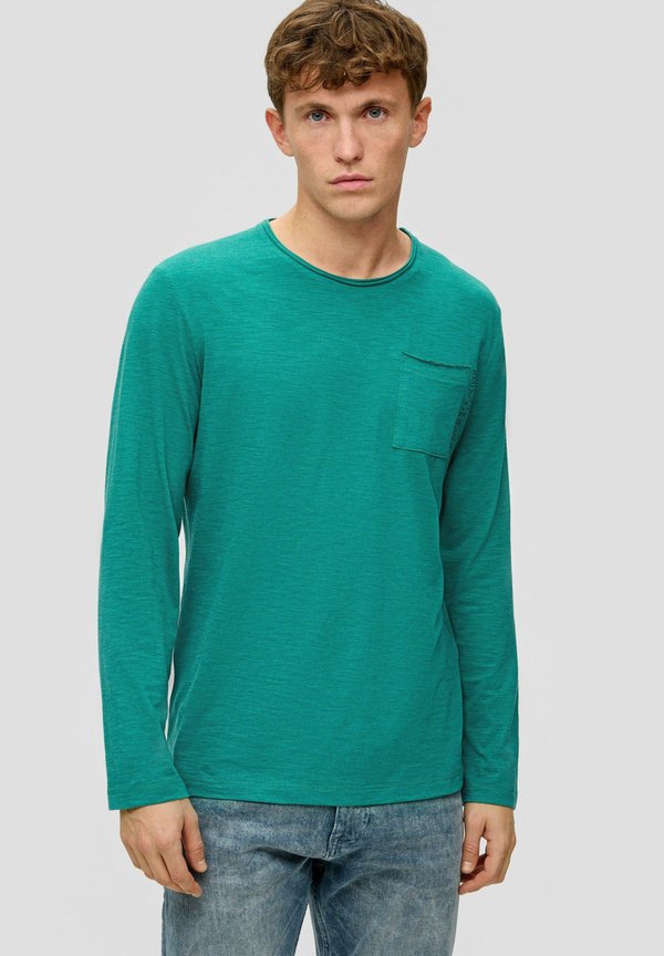 s.Oliver MIT AUFGESETZTER BRUSTTASCHE - Long sleeved top - smaragd