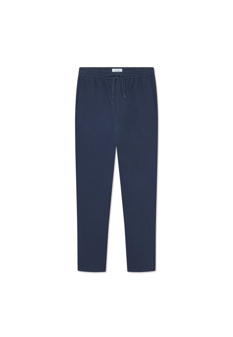 Marineblaue Hose aus weichstem Stoff, mit einem elastischen Bund und einem Kordelzug sowie geradem BeinDesign, die eine lässige Passform bietet.