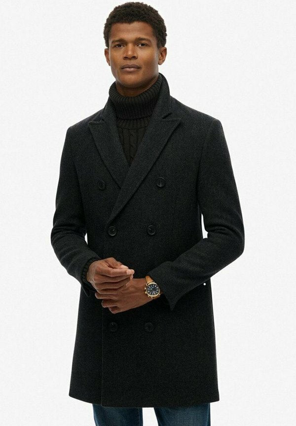 Superdry & Co MERCHANT TOWN - Classic coat - black herringbone