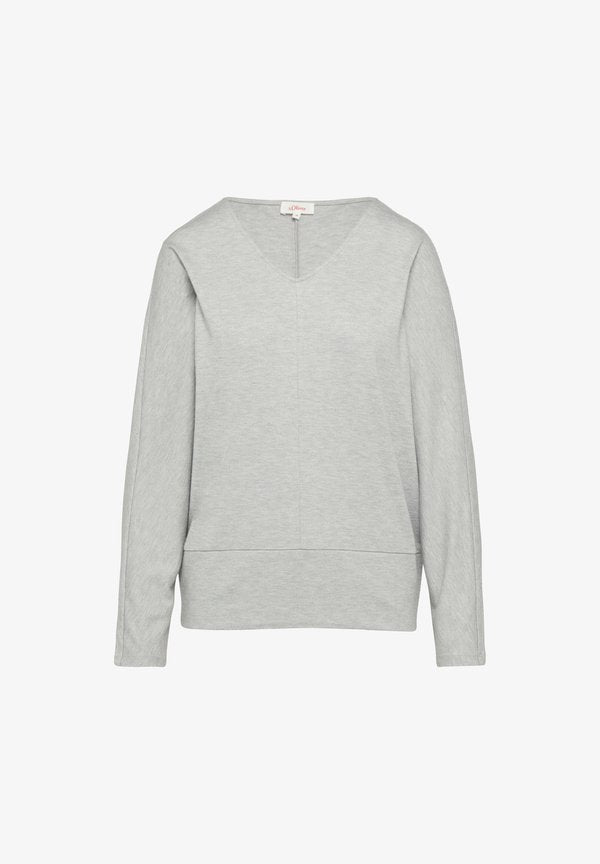 s.Oliver LANGARM MIT V AUSSCHNITT - Long sleeved top - grau meliert