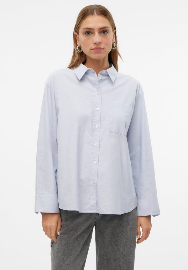 Vero Moda Oxford VMIDA - Button-down blouse - hellblau