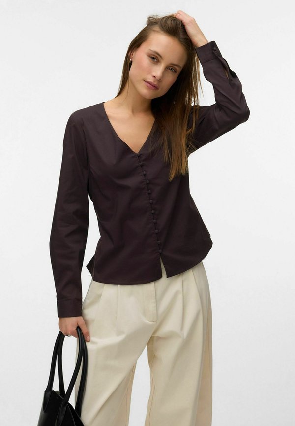 Vero Moda Poplin AWALVA - Blouse - chocolate torte