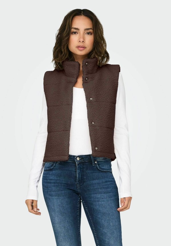 ONLY Teddy ONLSANDRA Teddy - Waistcoat - seal brown