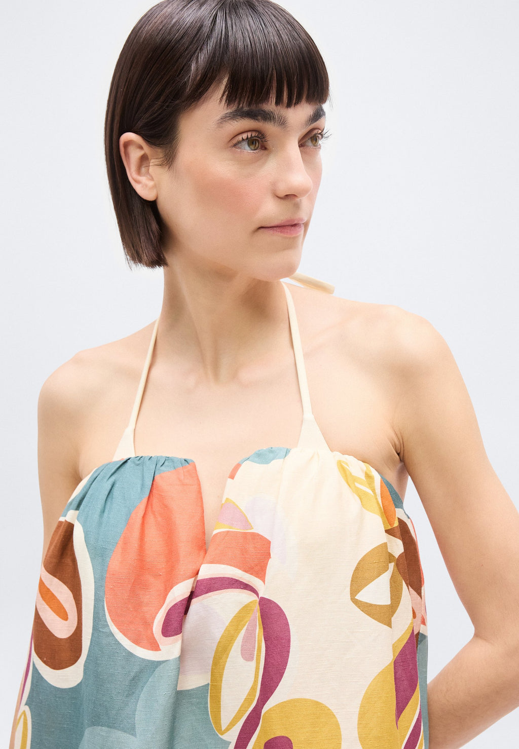 ADRIANA DEGREAS FLORAL STRAPLESS LONG DRESS