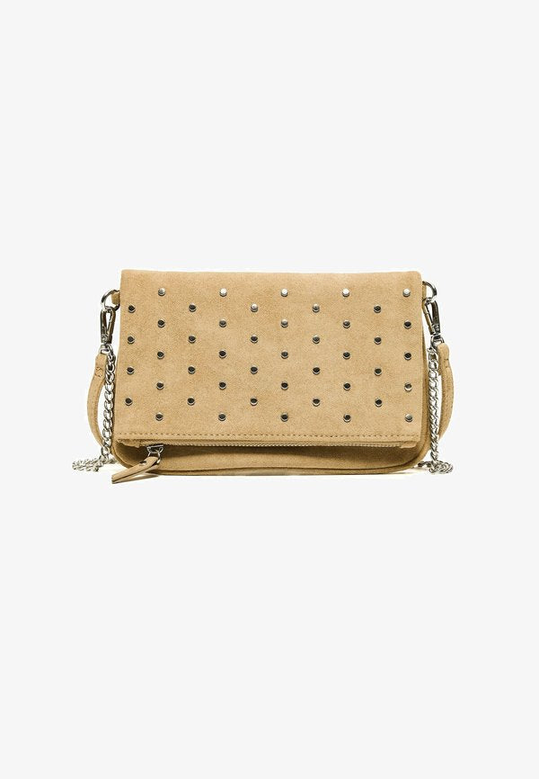 Bershka STUDDED BAG - Cross body bag - camel