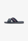 Tommy Hilfiger LEATHER CROSSOVER STRAP CLEAT SANDALS - Pool slides - desert sky