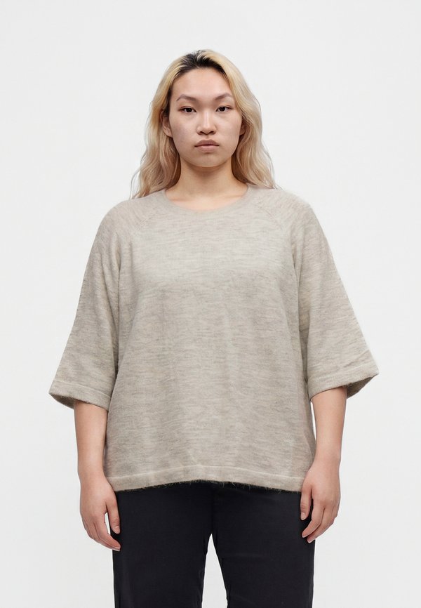Vero Moda Curve VMCLEFILE O NECK - Jumper - light grey melange