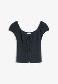 Bershka RUSTIC WITH TIES - Blouse - grey