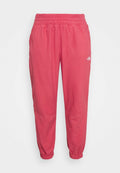 Rosa Sweatpants mit einem elastischen Bund und gerippten Knöcheln. Verfügt über Seitentaschen und ein kleines weißes Logo am linken Bein. Weicher Stoff.