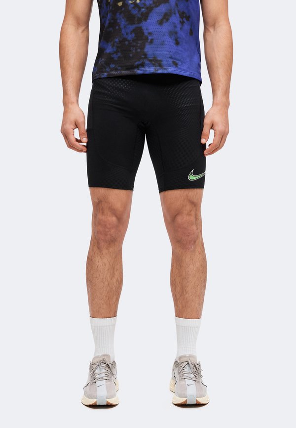 Nike Performance STRIDE - Short running tights - black/illusion green/white