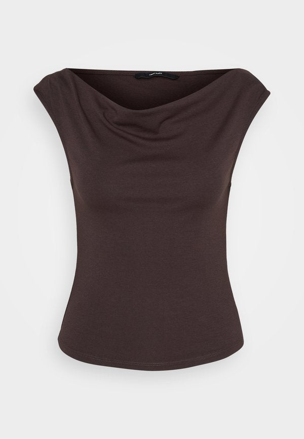 Vero Moda Petite VMJOLENE WATERFALL  - Print T-shirt - chocolate torte