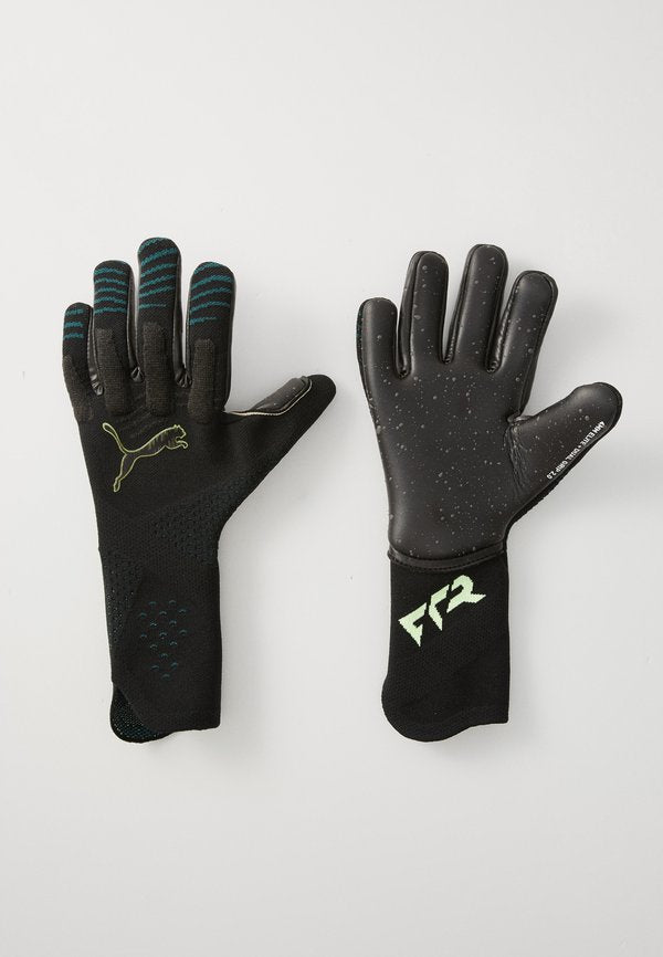 Puma FUTURE ULTIMATE - Goalkeeping gloves - black/green terrain/fizzy light