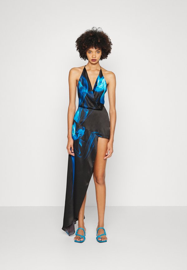 David Koma FLAME DRAPED OPEN BACK ASSYM DRESS