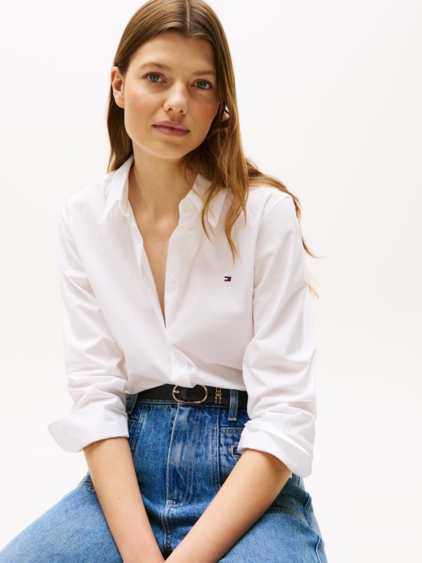 Tommy Hilfiger STRETCH REGULAR SHIRT - Button-down blouse - white