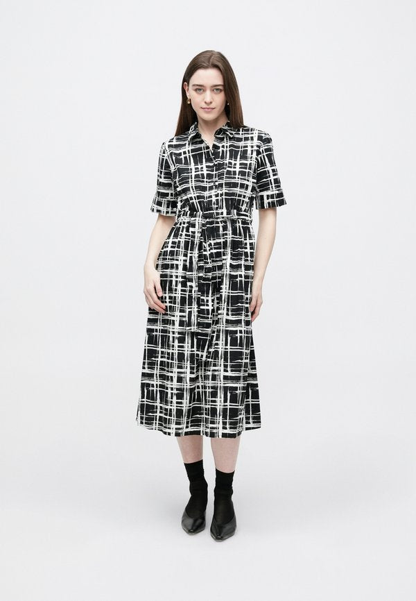 DKNY COLLARED BUTTON DOWN FIT FLARE