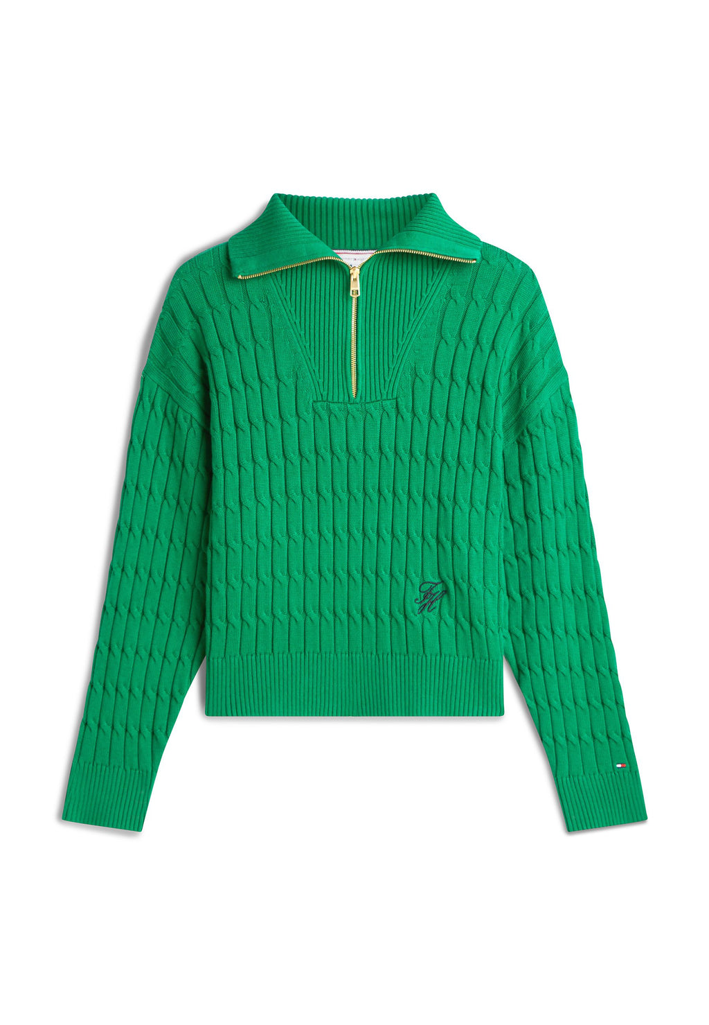 RELAXED CABLE KNIT HALF-ZIP JUMPER Media 1