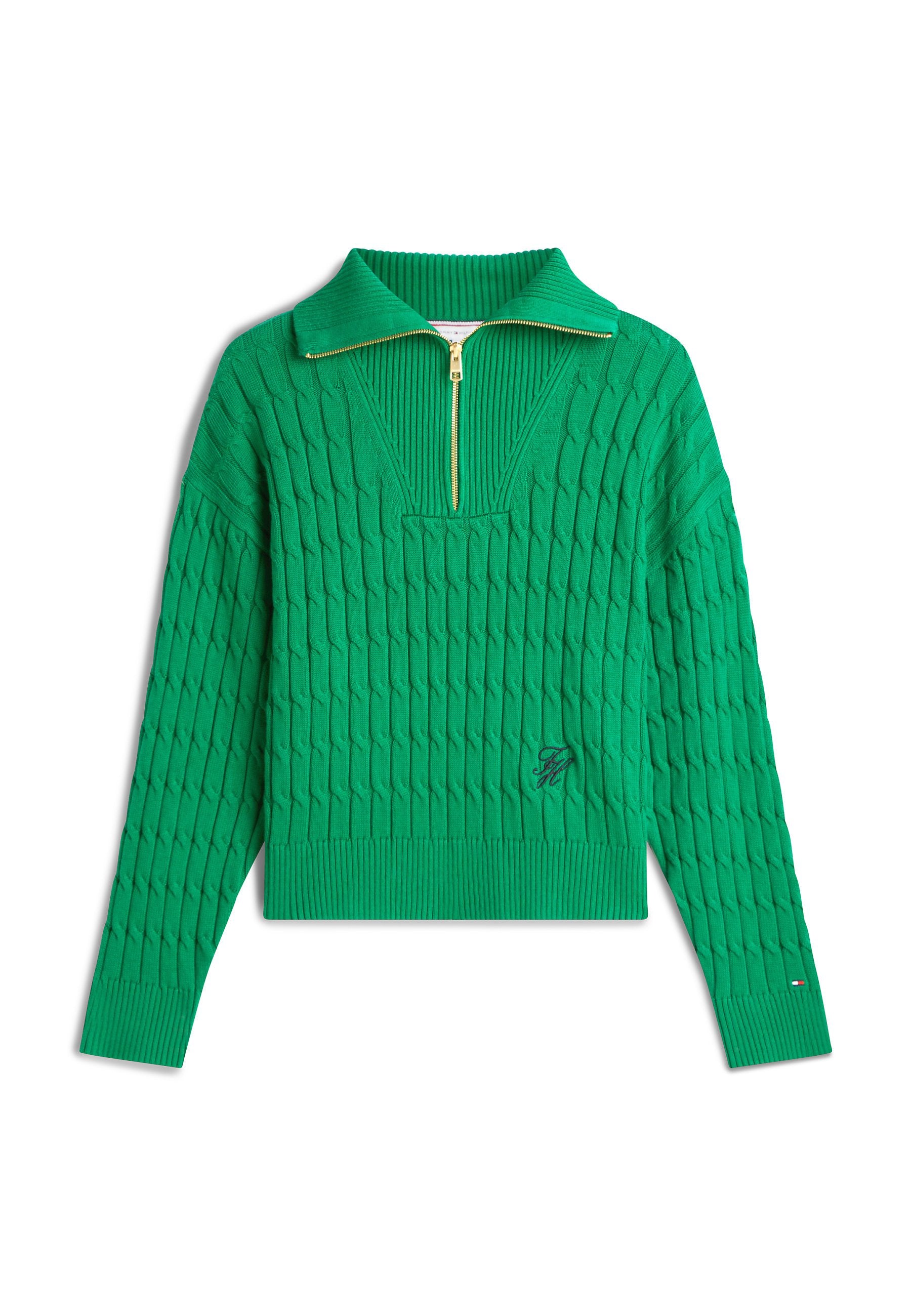 RELAXED CABLE KNIT HALF-ZIP JUMPER Media 1