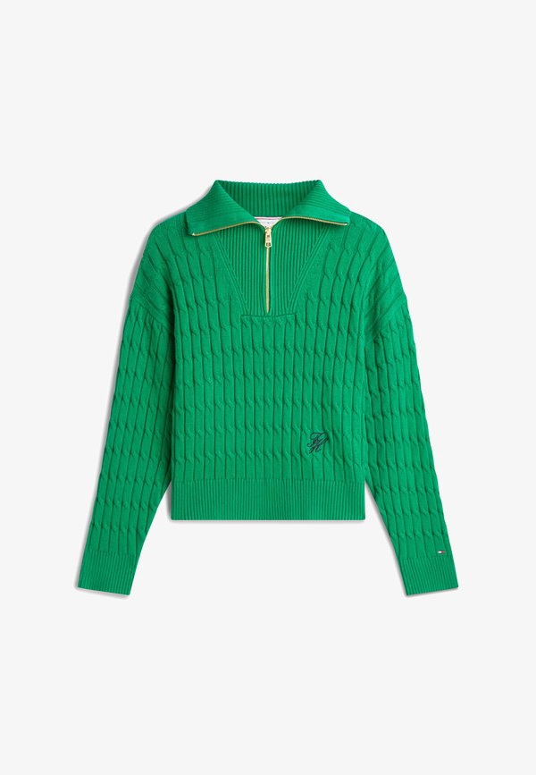 Tommy Hilfiger RELAXED CABLE KNIT HALF-ZIP JUMPER - Jumper - nouveau green
