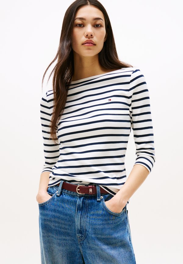 Tommy Hilfiger SLIM FIT - Long sleeved top - ecu/dark night navy