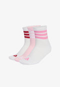 adidas Performance 3 STRIPES CUSHIONED SPORTSWEAR MID CUT 3 PAIR PACK - Sports socks - white/clear pink/active maroon