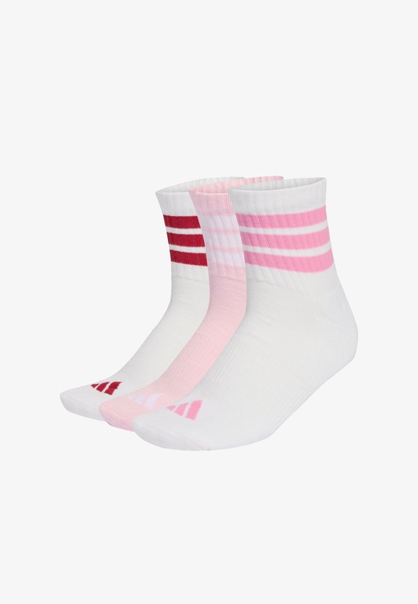 adidas Performance 3 STRIPES CUSHIONED SPORTSWEAR MID CUT 3 PAIR PACK - Sports socks - white/clear pink/active maroon